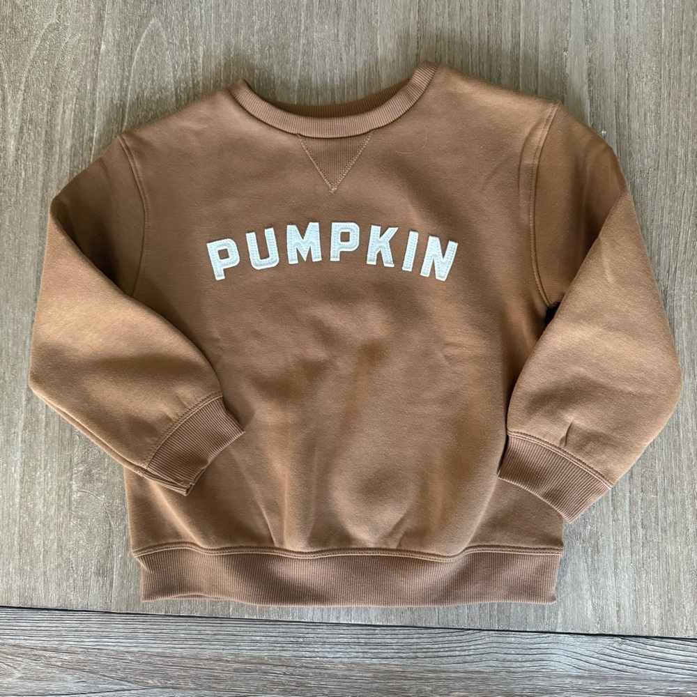 NWT New Little Co. Pumpkin Crew neck Organic cotton sweatshirt/gender neutral